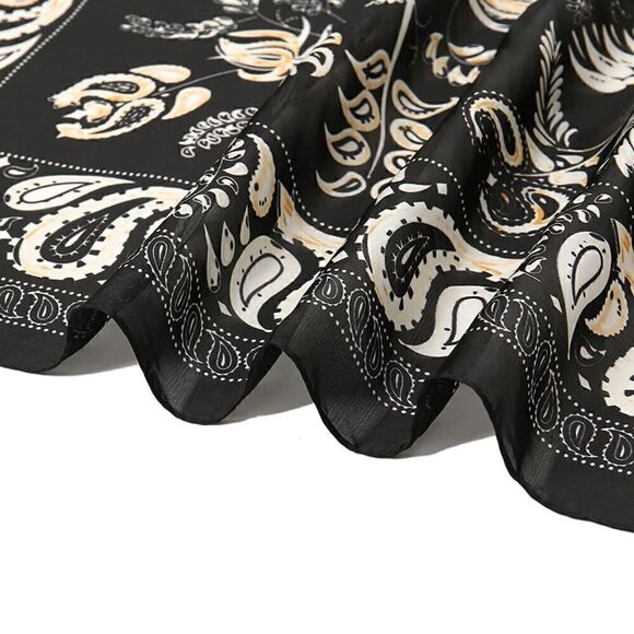 Black Pattern Silky Neck Scarf